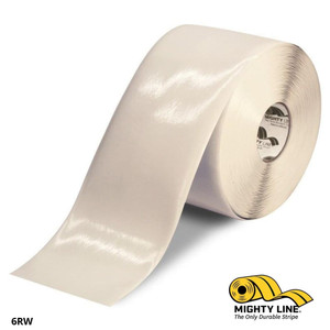 Mighty Line 6" White Solid Color Tape - 100' Roll - Safety Floor Tape