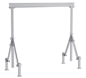 Vestil Aluminum Adjustable Height Gantry Crane With Adjustable Leveling Option - 12 Ft. Wide X 12 Ft. Max Usable Height 2,000 lb - Silver
