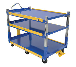 Vestil Steel Ergo Cart with Adjustable Shelves and Glass Filled Nylon Casters - 72-1/8 In. x 37-5/16 In. x 49-5/16 In. 3,000 lb - Blue