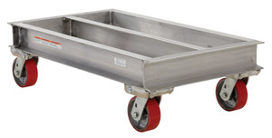 Vestil Aluminum Channel Dolly - 24 In. x 42 In. Deck with Poly-On-Steel Casters 2,000 lb - Silver