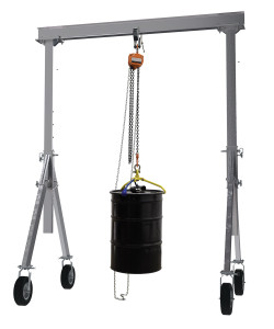 Vestil Aluminum Adjustable Height Gantry Crane with Pneumatic Casters - 10 Ft. Wide x 8 Ft. Max Usable Height 1,500 lb - Silver