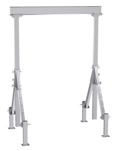 Vestil Aluminum Adjustable Height Gantry Crane With Adjustable Leveling Option - 8 Ft. Wide x 12 Ft. Max Usable Height 4,000 lb - Silver