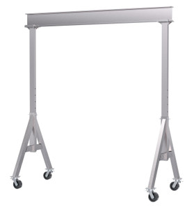 Vestil Aluminum Adjustable Height Gantry Crane with Total Locking Phenolic Casters - 12 Ft. Wide x 10 Ft. Max Usable Height 6,000 lb - Silver