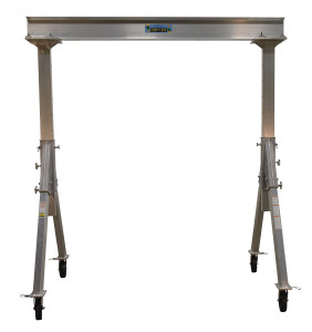 Vestil Aluminum Adjustable Height Gantry Crane with Phenolic Casters - 8 Ft. Wide x 8 Ft. Max Usable Height 4,000 lb - Silver