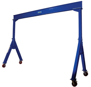 Vestil Steel Adjustable Height Gantry Crane with Ductile Steel Casters - 15 Ft. Wide x 10 Ft. Max Usable Height 10,000 lb - Blue