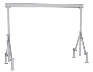 Vestil Aluminum Adjustable Height Gantry Crane With Adjustable Leveling Option - 15 Ft. Wide X 12 Ft. Max Usable Height 2,000 lb - Silver