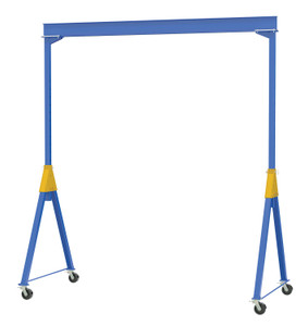 Vestil Steel Knock-Down Adjustable Height Gantry Crane with Total Locking Phenolic Casters - 20 Ft. Wide x 12 Ft. Max Usable Height 8,000 lb - Blue