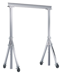 Vestil Aluminum Adjustable Height Gantry Crane with Total Locking Glass Filled Nylon Casters - 15 Ft. Wide x 12 Ft. Max Usable Height 2,000 lb - Silver