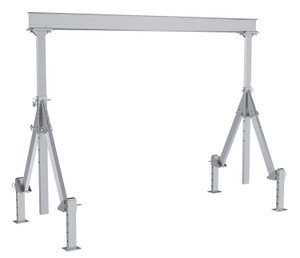 Vestil Aluminum Adjustable Height Gantry Crane With Adjustable Leveling Option - 12 Ft. Wide X 10 Ft. Max Usable Height 2,000 lb - Silver