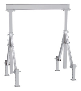 Vestil Aluminum Adjustable Height Gantry Crane With Adjustable Leveling Option - 8 Ft. Wide x 10 Ft. Max Usable Height 4,000 lb - Silver
