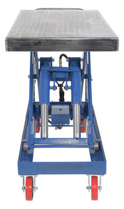 Vestil Carbon Steel Air/Hydraulic Scissor Lift Cart - 47-1/4 In. x 24 In. Platform With Poly-On-Poly Casters 2,000 lb - Blue/Silver
