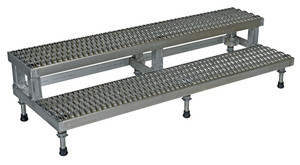 Vestil Stainless Steel Adjustable Step Mate Stand - 2 Step 22-7/8 In. x 59-3/4 In. x 15-1/4 In. 500 lb - Silver