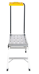 Vestil Aluminum Folding Step Platform with Tray - 15 In. x 35 In. 250 lb - Silver