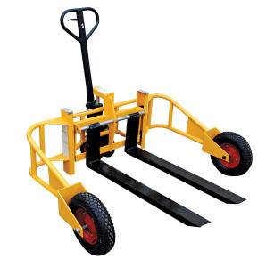 Vestil Steel Manual All-Terrain Pallet Truck - 48 In. Long Adjustable Width Forks 2,000 lb - Yellow