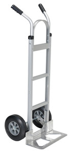 Vestil Aluminum Dual Handle Deluxe Hand Truck with Hard Rubber Wheels - 19 In. x 19-1/2 In. x 51-1/4 In. 500 lb - Silver