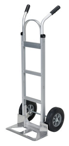 Vestil Aluminum Dual Handle Deluxe Hand Truck with Hard Rubber Wheels - 19 In. x 19-1/2 In. x 51-1/4 In. 500 lb - Silver