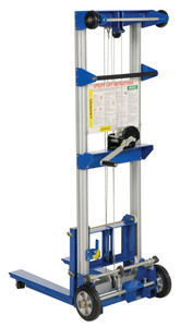 Vestil Aluminum/Steel Fixed Straddle Manual Hand Winch Lift Trucks - 500 lb - Silver/Blue