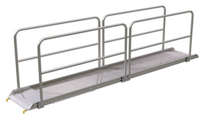 Vestil Aluminum Wheel Walk Ramp Steel Hook Style with Handrails - 170-13/16 In. x 28 In. 1600 lb - Silver