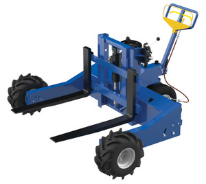 Vestil Steel Heavy Duty 344CC Gas Powered Drive and Lift All-Terrain Pallet Truck - 36 In. Long Adjustable Width Forks 2,000 lb - Blue
