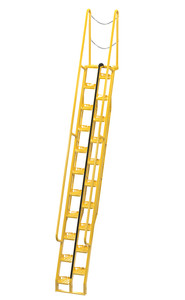 Vestil Steel Alternate Tread Stair - 68 Degrees 73-1/2 In. x 23-1/2 In. x 198 In. 350 lb - Yellow