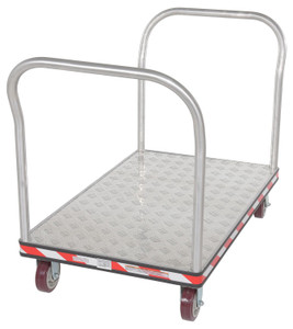 Vestil Aluminum Heavy Duty Dual Handle Tread Plate Platform Truck - 30 In. x 48 In. 3600 lb - Silver