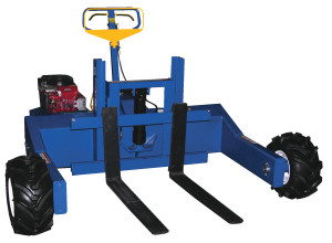 Vestil Steel 190CC Gas Powered Drive and Lift All-Terrain Pallet Truck - 48 In. Long Adjustable Width Forks 2,000 lb - Blue