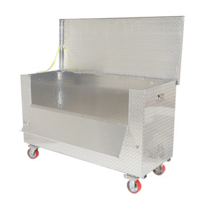 Vestil Aluminum Portable Tool Box with Fold Down Front Door with Casters - 24-13/16 In. x 60-3/4 In. x 38-5/16 In. 2500 lb - Silver