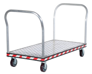 Vestil Aluminum Heavy Duty Dual Handle Tread Plate Platform Truck - 30 In. x 60 In. 3600 lb - Silver
