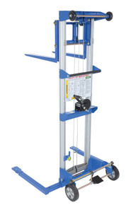 Vestil Aluminum/Steel Adjustable Straddle Manual Hand Winch Lift Trucks - 350 lb - Silver/Blue