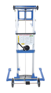 Vestil Aluminum/Steel Adjustable Straddle Manual Hand Winch Lift Trucks - 350 lb - Silver/Blue