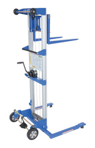 Vestil Aluminum/Steel Adjustable Straddle Manual Hand Winch Lift Trucks - 350 lb - Silver/Blue