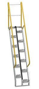 Vestil Galvanized Alternate Tread Stair - 56 Degrees 65-3/4 In. x 23-1/2 In. x 126-3/4 In. 350 lb - Silver