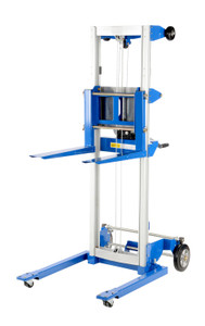 Vestil Aluminum/Steel Adjustable Straddle Manual Hand Winch Lift Trucks - 400 lb - Silver/Blue