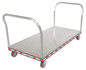 Vestil Aluminum Heavy Duty Dual Handle Tread Plate Platform Truck - 30 In. x 72 In. 3600 lb - Silver
