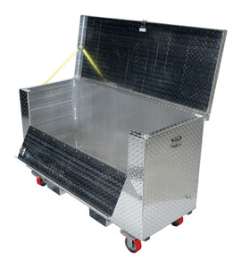 Vestil Aluminum Portable Tool Box with Fold Down Front Door with Casters and Fork Pockets - 24-13/16 In. x 60-3/4 In. x 38-5/16 In. 2500 lb - Silver