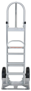 Vestil Aluminum P Handle Hand Truck with Hard Rubber Wheels - 18-1/2 In. x 18-1/2 In. x 52-1/2 In. 500 lb - Silver