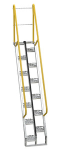 Vestil Galvanized Alternate Tread Stair - 56 Degrees 73-1/2 In. x 23-1/2 In. x 138-1/4 In. 350 lb - Silver
