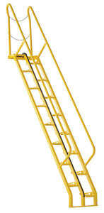 Vestil Steel Alternate Tread Stair - 56 Degrees 89-3/4 In. x 23-1/2 In. x 162-3/8 In. 350 lb - Yellow
