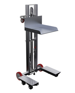 Vestil Aluminum Low Profile Lite Load Lift With Foot Pump Swivel Casters and Manual Floor Lock - 20 In. x 20 In. Platform 400 lb - Silver