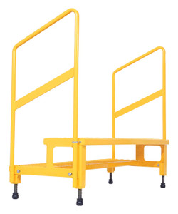 Vestil Steel Adjustable Step Mate Stand 2 Step with Handrails - 22-7/8 In. x 50-1/2 In. x 43-1/8 In. 500 lb - Yellow
