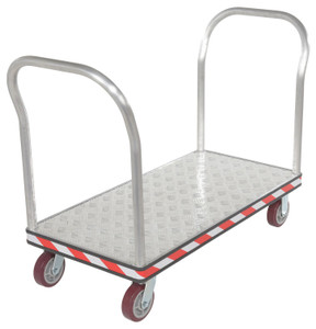 Vestil Aluminum Heavy Duty Dual Handle Tread Plate Platform Truck - 24 In. x 48 In. 3600 lb - Silver