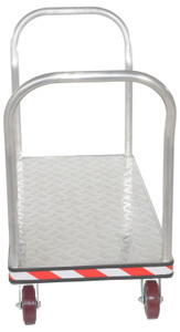 Vestil Aluminum Heavy Duty Dual Handle Tread Plate Platform Truck - 24 In. x 48 In. 3600 lb - Silver