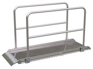 Vestil Aluminum Wheel Walk Ramp Overlapping Style with Handrails - 84 In. x 28 In. 2800 lb - Silver
