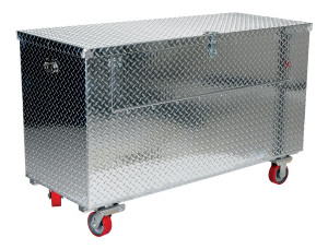Vestil Aluminum Portable Tool Box with Fold Down Front Door with Casters - 24-3/4 In. x 48-3/4 In. x 44-5/16 In. 2500 lb - Silver