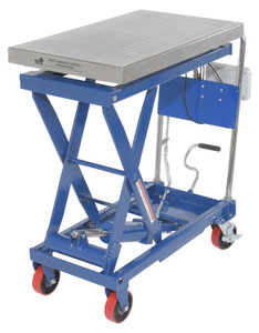 Vestil Steel Scissor Cart with Scale - 19-1/2 In. x 32 In. 1000 lb - Blue/Silver