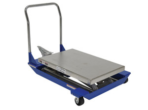 Vestil Partially Stainless Steel Foot Pump Scissor Cart - 36 In. x 24 In. 1500 lb - Blue/Silver