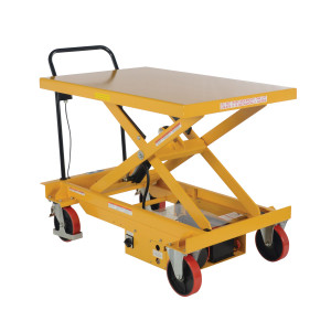 Vestil Steel DC Power Hydraulic Single Scissor Cart - 47-1/4 In. x 31-1/2 In. 1000 lb - Yellow