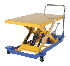 Vestil Steel Foot Pump Powered Scissor Cart - 48 In. x 32 In. 1500 lb Blue / - Yellow