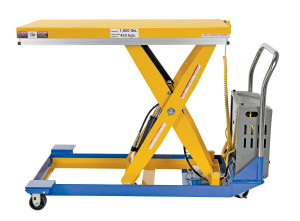 Vestil Steel DC Powered Scissor Cart - 48 In. x 24 In. 1000 lb Blue / - Yellow