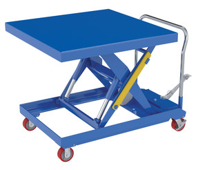 Vestil Steel Hydraulic Elevating Cart with Foot Pump - 42-3/8 In. x 42-3/8 In. 2000 lb - Blue